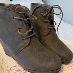 Gray Wedge Booties